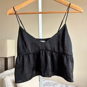 Wilfred Aritzia Black Peplum Spaghetti Strap Cami